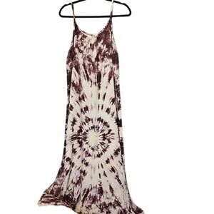 Riviera Sun Tie Dye Boho Flowy Maxi Dress NWT Spaghetti Straps XL
